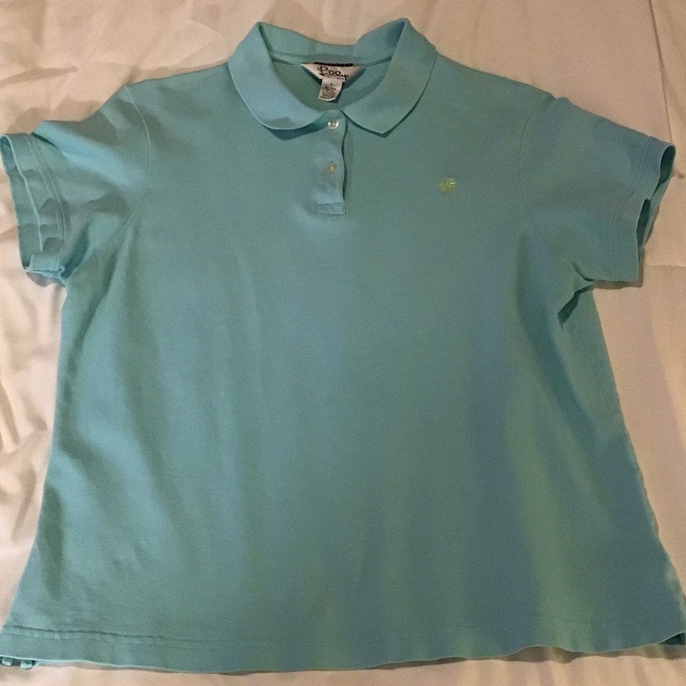 Lilly Pulitzer Aqua Short Sleeve Polo